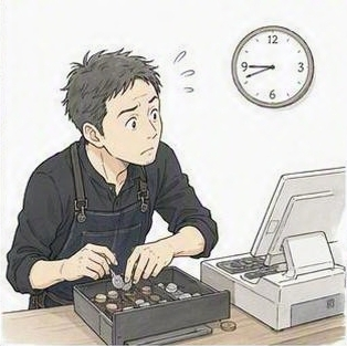レジの準備金準備してないや