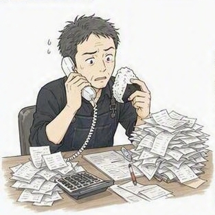 帳簿の記帳、領収書の山。。。